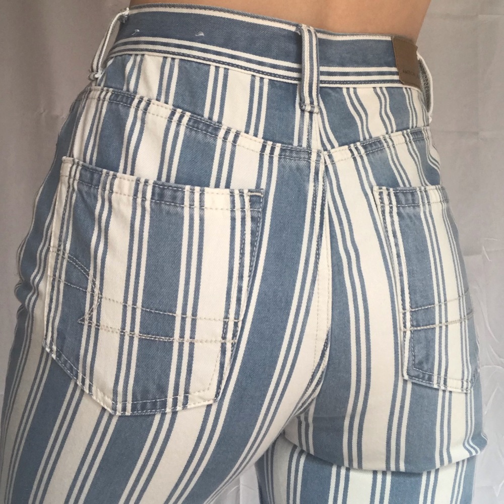 striped high waisted american eagle mom jeans